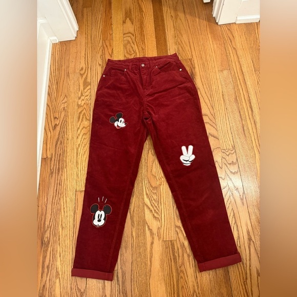 Disney Denim - Disney Mickey Mouse Women’s Pants Size 7 (28) Maroon Corduroy Embroidered